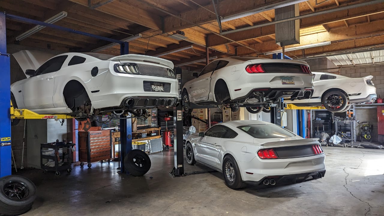 Modern Performance and Tuning shop with modern domestic cars